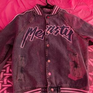 small and oversized blue washed denim jacket